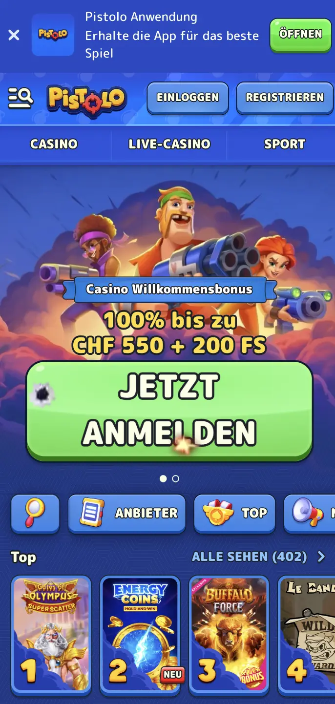 Mobile App Pistolo Casino